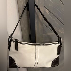 Cream and Chocolate Brown Coach Shoulder Bag